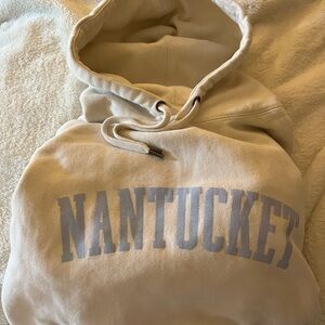 Nantucket Cream Hoodie with lavender lettering